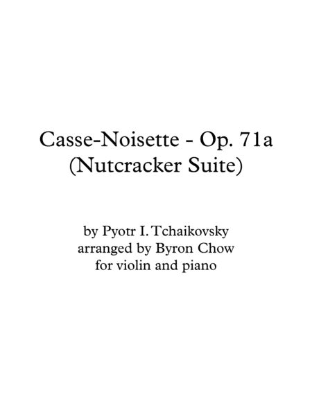 Nutcracker Suite Op 71a By Tchaikovsky Arranged In Original Keys For Violin And Piano Sheet Music