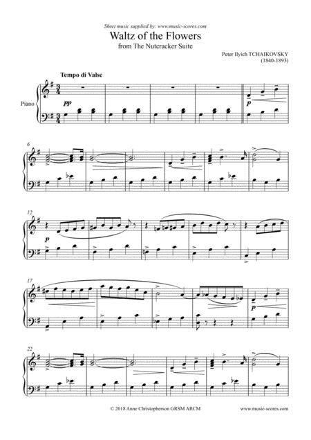 Free Sheet Music Nutcracker Suite Waltz Of The Flowers Piano