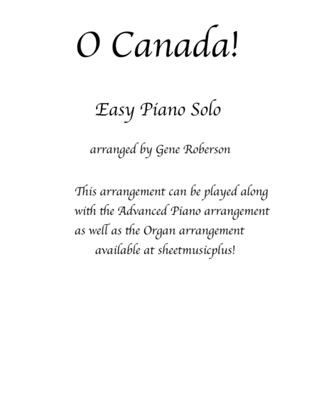 Free Sheet Music O Canada Easy Piano