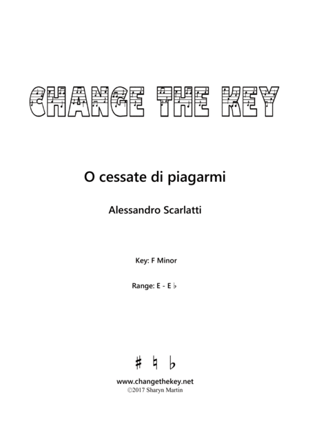 O Cessate Di Piagarmi F Minor Sheet Music