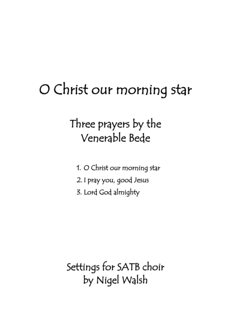 O Christ Our Morning Star Three Prayers Of The Venerable Bede Sheet Music