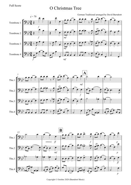 O Christmas Tree For Trombone Quartet Sheet Music