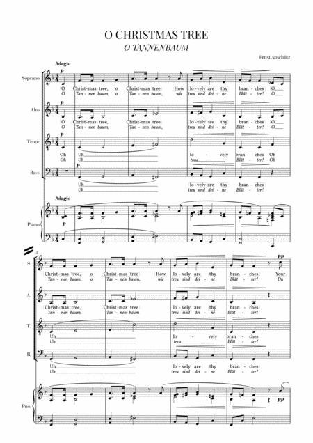 Free Sheet Music O Christmas Tree O Tannenbaum For Satb Choir And Piano