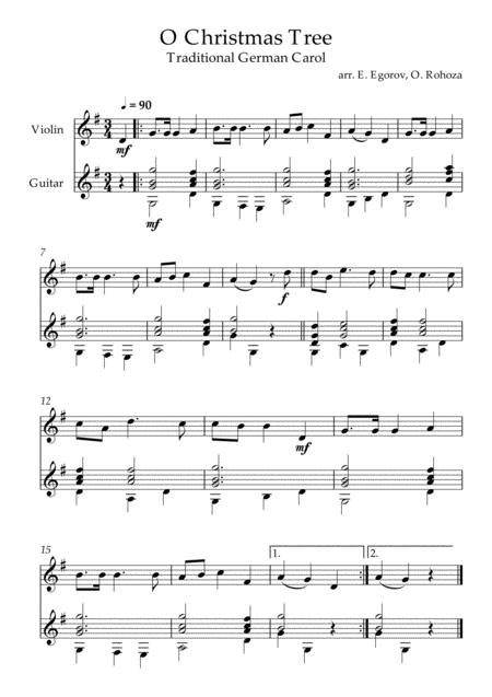 Free Sheet Music O Christmas Tree Traditional German Carol For Violin Guitar