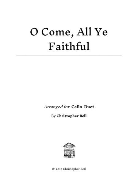 O Come All Ye Faithful Easy Cello Duet Sheet Music