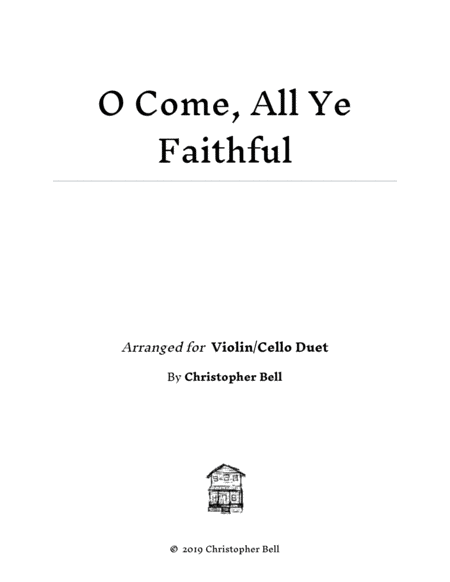 O Come All Ye Faithful Easy Violin Cello Duet Sheet Music