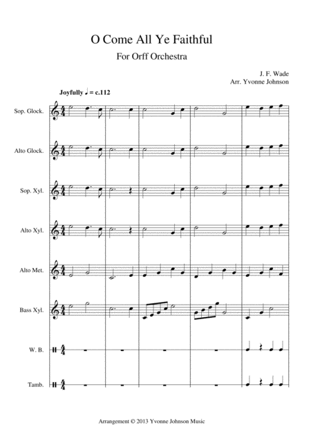 O Come All Ye Faithful For Orff Ensemble Sheet Music