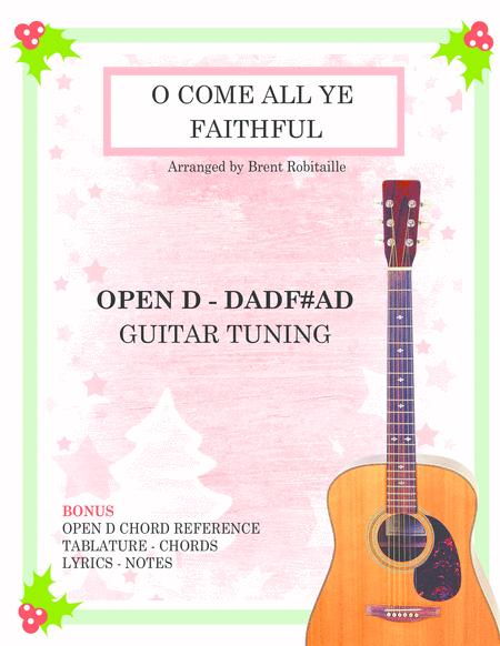 O Come All Ye Faithful Open D Guitar Sheet Music