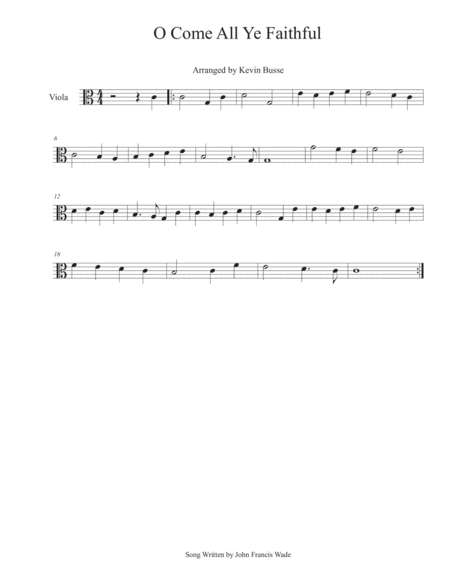 O Come All Ye Faithful Viola Sheet Music