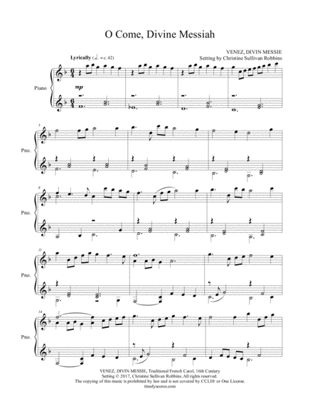 O Come Divine Messiah Sheet Music