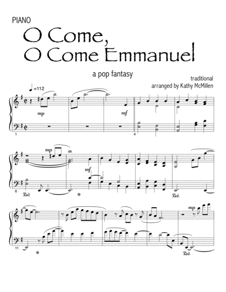 Free Sheet Music O Come O Come Emmanuel A Pop Fantasy