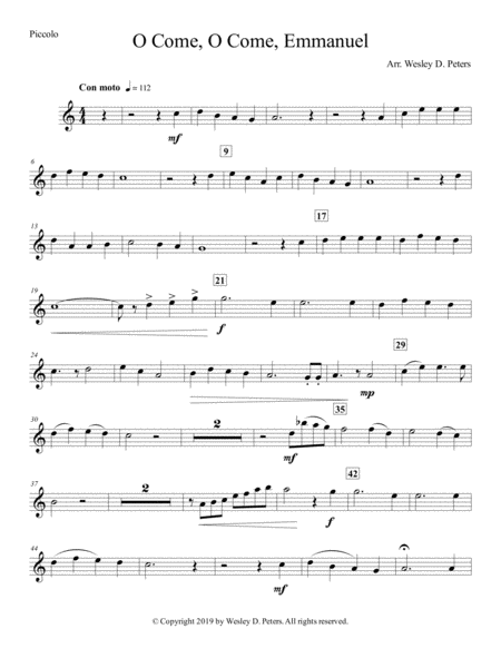 Free Sheet Music O Come O Come Emmanuel Flute Quartet