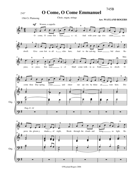 O Come O Come Emmanuel Full Score Choral Score And Parts Sheet Music