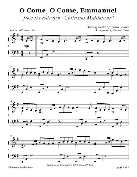 O Come O Come Emmanuel Large Print Piano Solo Sheet Music