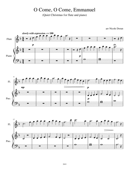 O Come O Come Emmanuel Quiet Christmas For Flute And Piano Sheet Music