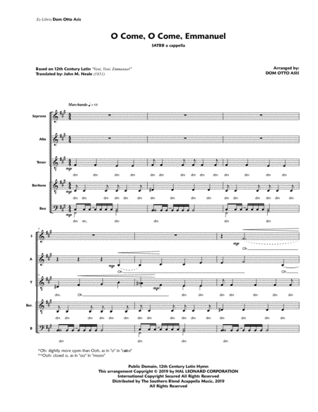 O Come O Come Emmanuel Ssaattbbbb Divisi A Cappella Sheet Music