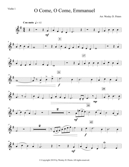 Free Sheet Music O Come O Come Emmanuel String Quartet