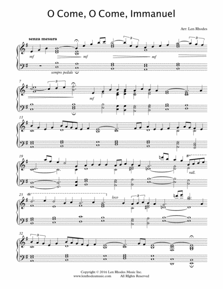 O Come O Come Immanuel Emanuel A Contemporary Interpretation For Piano Solo Sheet Music