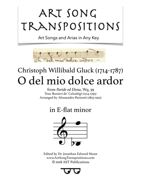 O Del Mio Dolce Ardor E Flat Minor Parisotti Edition Sheet Music