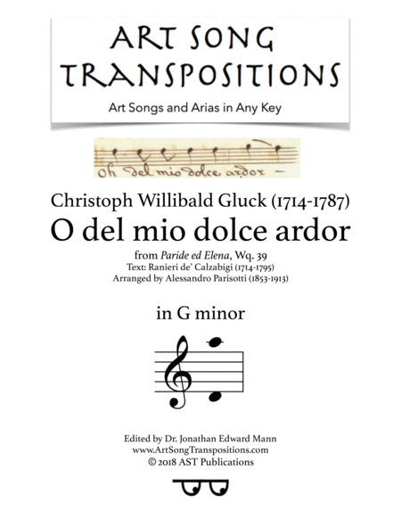 Free Sheet Music O Del Mio Dolce Ardor G Minor Parisotti Edition