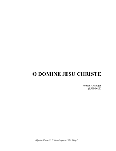 O Domine Jesu Christe Aichinger For Satb Choir Sheet Music