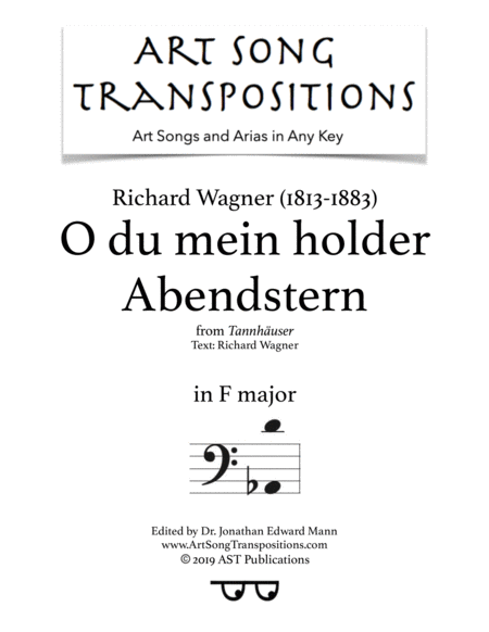 O Du Mein Holder Abendstern F Major Sheet Music