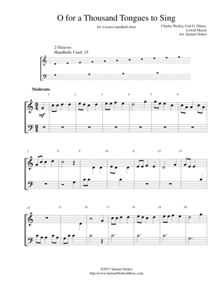 Free Sheet Music O For A Thousand Tongues To Sing For 2 Octave Handbell Choir