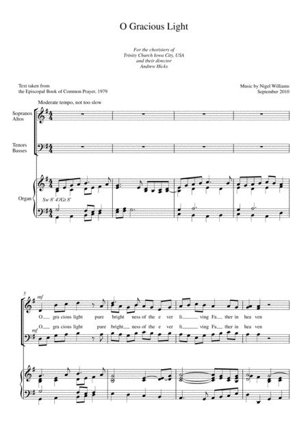 Free Sheet Music O Gracious Light For Sab Choir And Keyboard