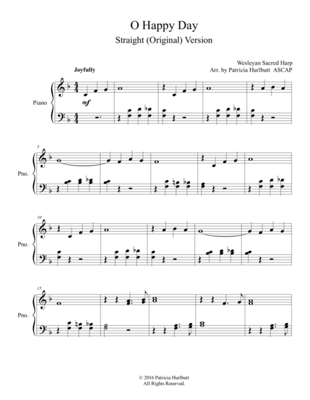 Free Sheet Music O Happy Day Two Versions