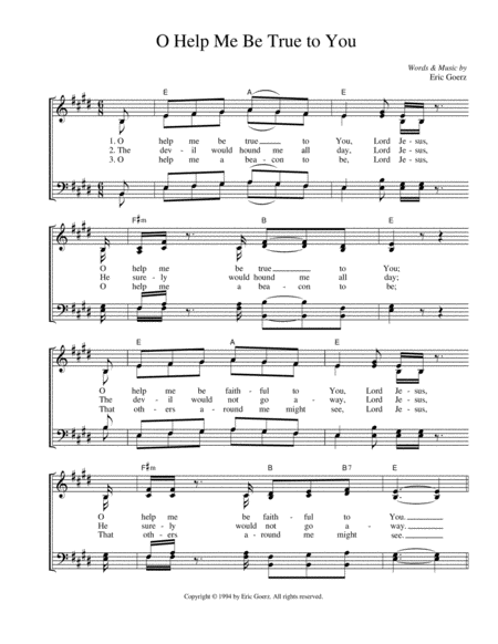 O Help Me Be True To You Sheet Music