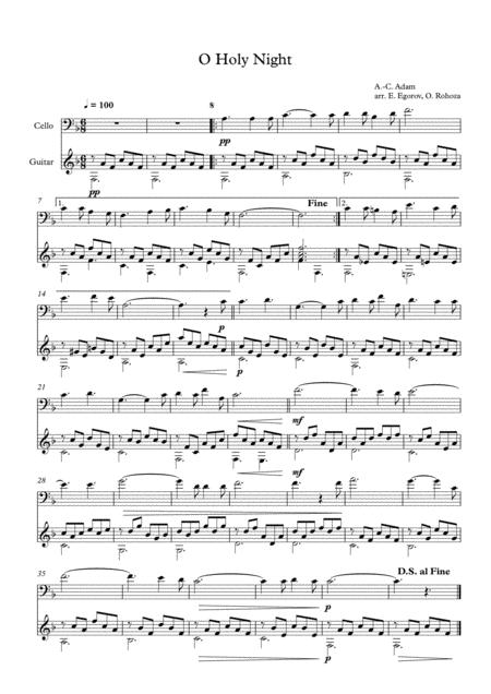 O Holy Night Adolphe Charles Adam For Cello Guitar Sheet Music