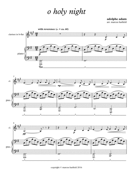 Free Sheet Music O Holy Night Cantique De Noel For Clarinet And Piano