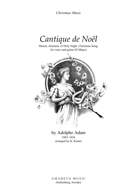 Free Sheet Music O Holy Night Cantique De Noel For Voice And Guitar D Major