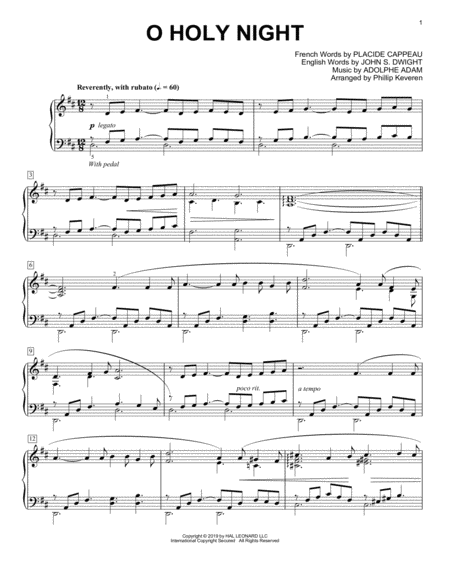 O Holy Night Classical Version Arr Phillip Keveren Sheet Music