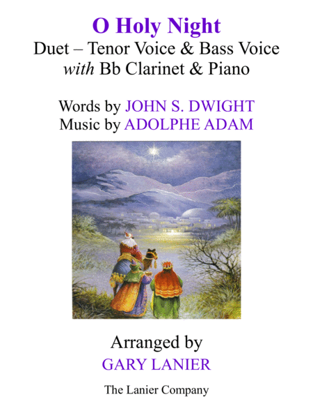 Free Sheet Music O Holy Night Duet Tenor Voice Bass Voice With Bb Clarinet Piano Score Parts Included