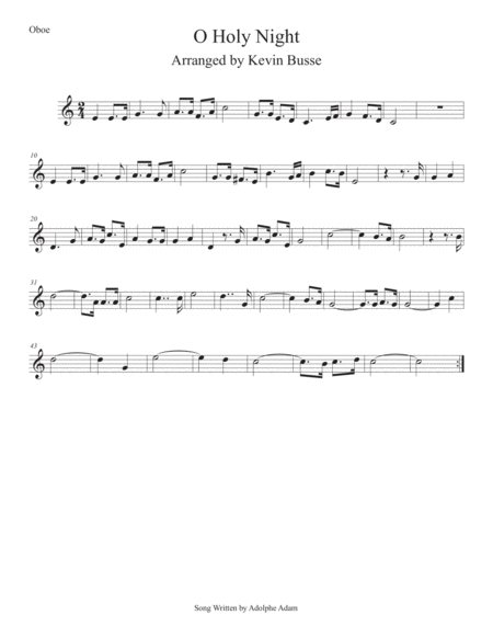 Free Sheet Music O Holy Night Easy Key Of C Oboe