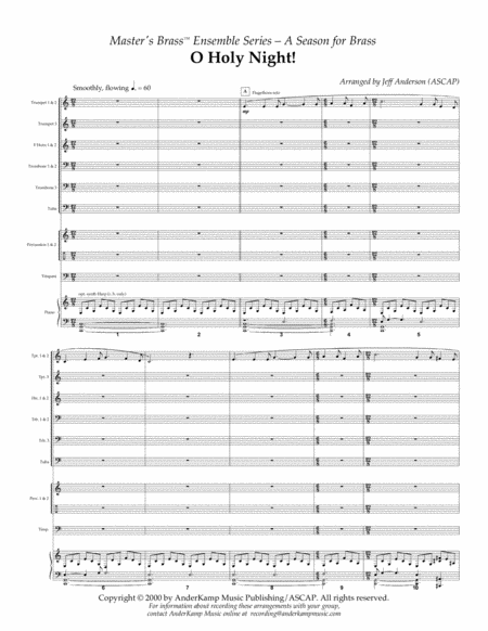 Free Sheet Music O Holy Night For Brass Choir Ensemble