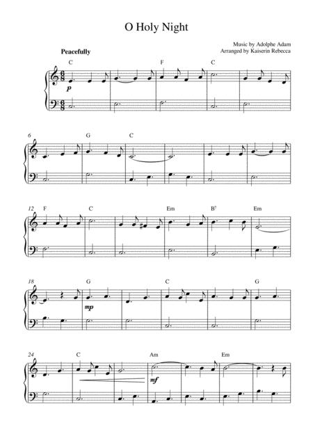 Free Sheet Music O Holy Night For Easy Piano Solo With Chords