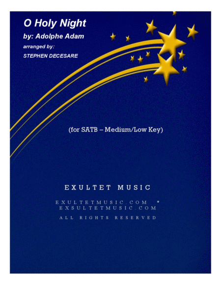 O Holy Night For Satb Medium Low Key Sheet Music