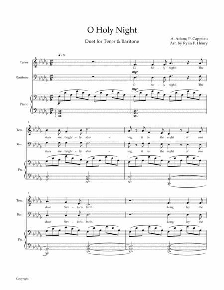 Free Sheet Music O Holy Night Tenor Baritone Duet Db Major