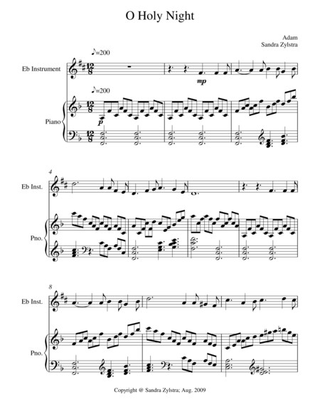 O Holy Night Treble Eb Instrument Solo Sheet Music