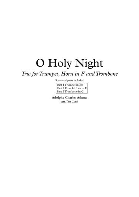 Free Sheet Music O Holy Night Trio For Trumpet Horn And Trombone