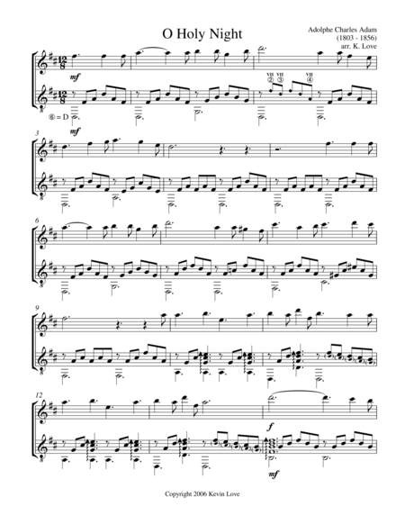 Free Sheet Music O Holy Night Violin And Guitar Score And Parts