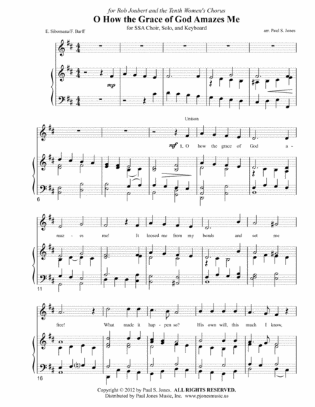 O How The Grace Of God Amazes Me Ssa Sheet Music