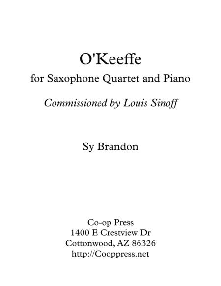 Free Sheet Music O Keefe For Saxophone Quartet And Piano