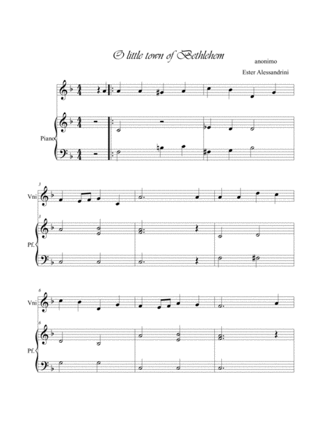 Free Sheet Music O Little Town Of Bethelhem Violin And Piano