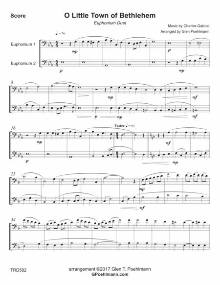 O Little Town Of Bethlehem Euphonium Trombone Duet Unaccompanied Sheet Music