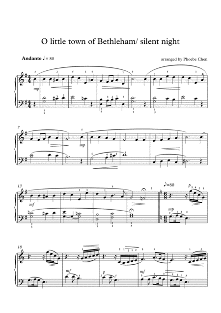 Free Sheet Music O Little Town Of Bethlehem Silent Night