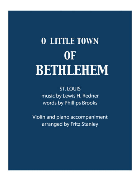 Free Sheet Music O Little Town Of Bethlehem Violin Piano Accompaniment