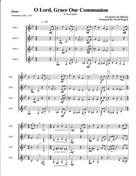 Free Sheet Music O Lord Grace Our Communion For French Horn Quartet